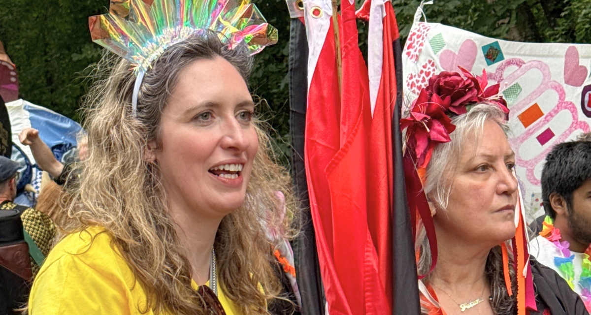 Fatima Uygun, CEO of Govanhill Baths Community Trust, at the Carnival