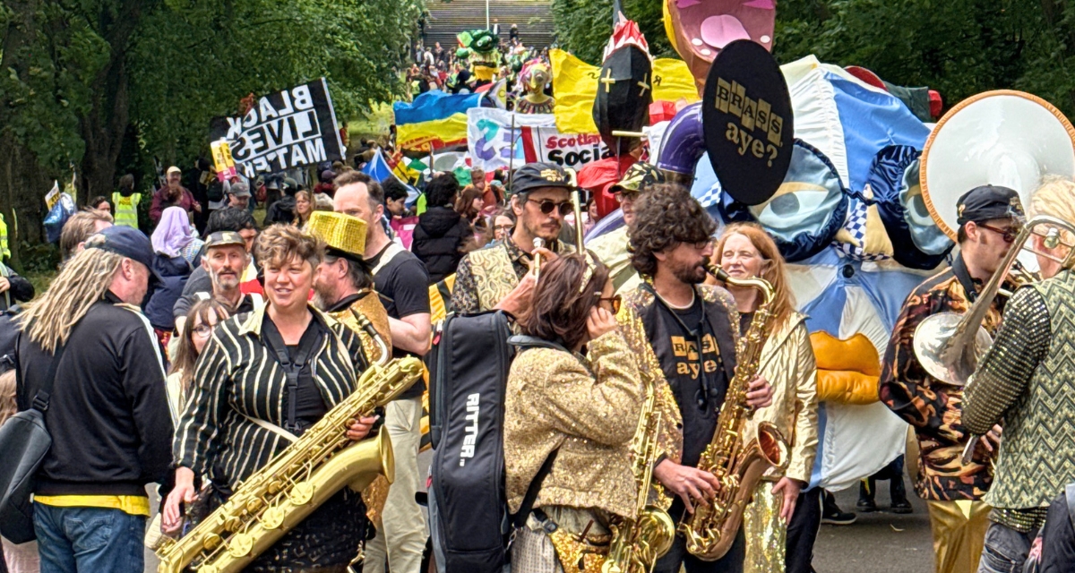 Crowds gathering for the Govanhill International Festival and Carnival parade